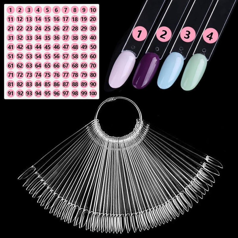 furtherpretty Clear Nail Swatch Sticks with Number Stickers, 50 Pcs Oval Nail Sample Swatches for Gel Polish Color Display Practice Nail Tips muestrario de colores para uñas Manicure Supplies - Image 1